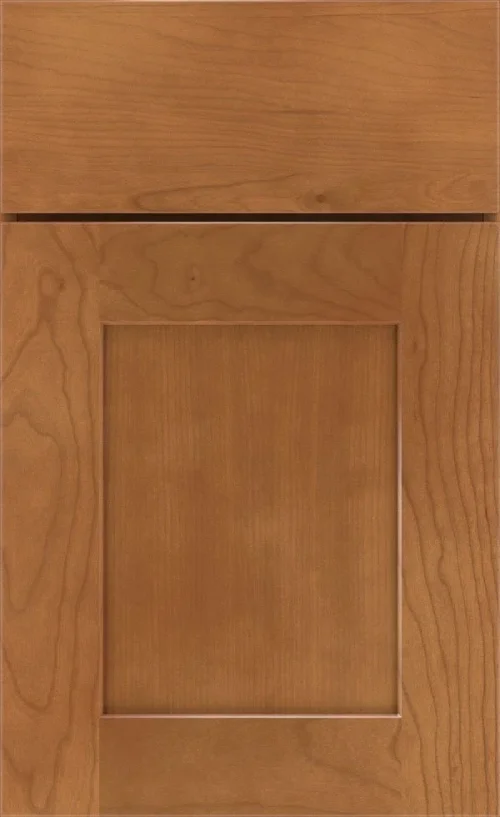 Warm honey oak wood kitchen cabinet door front material sample.