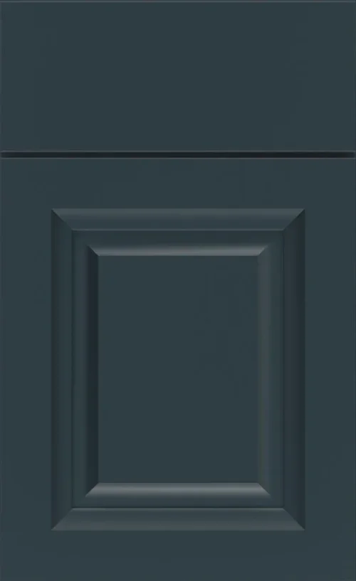 Deep navy blue raised-panel kitchen cabinetry door front material sample.