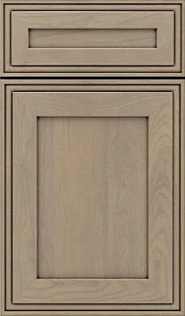 Light beige painted inset cabinetry door front showing classic profiles.