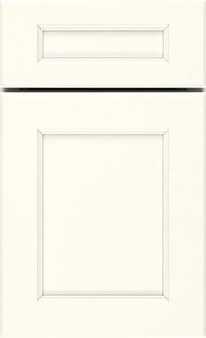 A single, off-white, shaker-style cabinet door with simple rectangular panel detailing and clean edges, shown against a plain background.