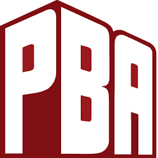 Bold, three-dimensional red and black letters PBA stacked closely together with a blocky, stylized design on a black background.