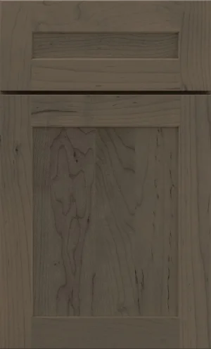 A close-up sample of a rustic brown weathered wood cabinet door.
